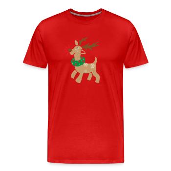 Merry Elk Outfit - Men's Premium Organic T-Shirt - red - Front - Damien (186cm)