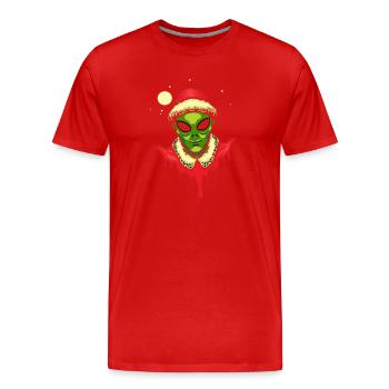 Tenue de Père Noël extraterrestre - T-shirt bio Premium Homme - rouge - Devant - Damien (186cm)