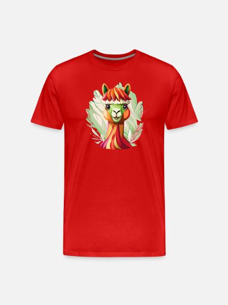 Splash Art Lama - Männer Premium Bio T-Shirt - Rot