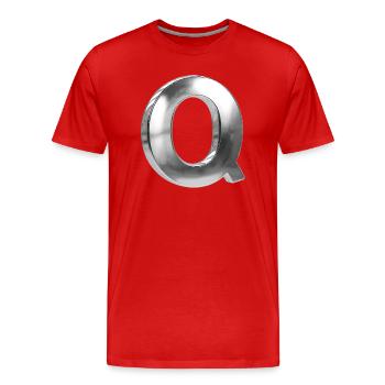 Chrome ,, Q " Métallisé - T-shirt bio Premium Homme - rouge - Devant - Damien (186cm)