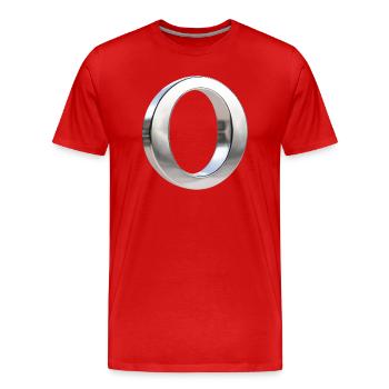 Chrome ,, O " Métallisé - T-shirt bio Premium Homme - rouge - Devant - Damien (186cm)