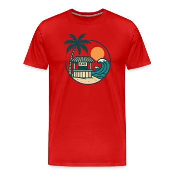 Bar de l’île de plage - T-shirt bio Premium Homme - rouge - Devant - Damien (186cm)