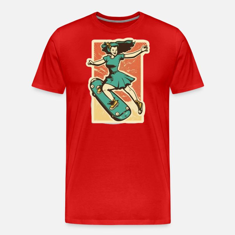 Skater-Mädchen - Männer Premium Bio T-Shirt - Rot