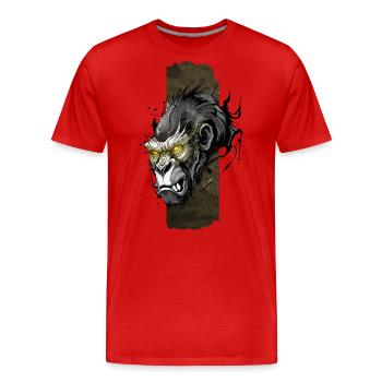 Majestueux dos argenté : Regard d’or - T-shirt bio Premium Homme - rouge - Devant - Damien (186cm)