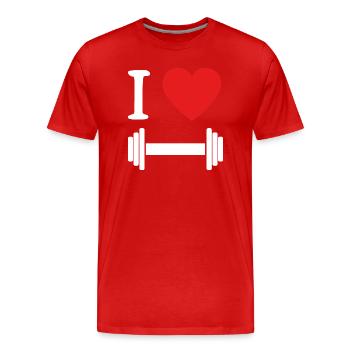 J’adore l’haltère BLANC - T-shirt bio Premium Homme - rouge - Devant - Damien (186cm)