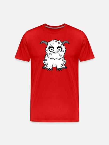 sad little monster cute sweet unhappy - Men's Premium Organic T-Shirt - red
