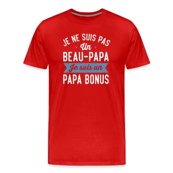 Je Suis Pas Beau-Papa Je Suis Un Papa Bonus Cadeau - T-shirt bio Premium Homme - rouge - Devant - Damien (186cm)