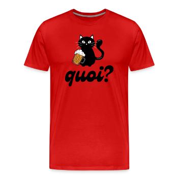 Chat buveur de bière : quoi ? - T-shirt bio Premium Homme - rouge - Devant - Damien (186cm)