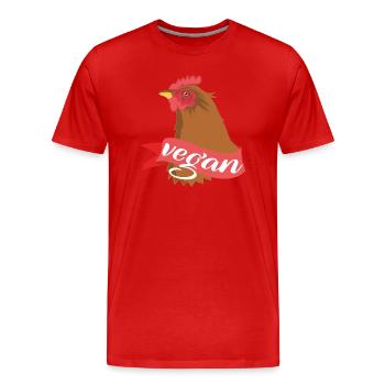 Vegan Henne - Männer Premium Bio T-Shirt - Rot - Vorne - Damien (186cm)