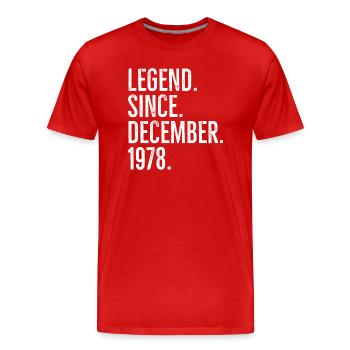 Legend Since December 1978 - Men's Premium Organic T-Shirt - red - Front - Damien (186cm)