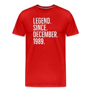 Legend Since December 1989 - Men's Premium Organic T-Shirt - red - Front - Damien (186cm)