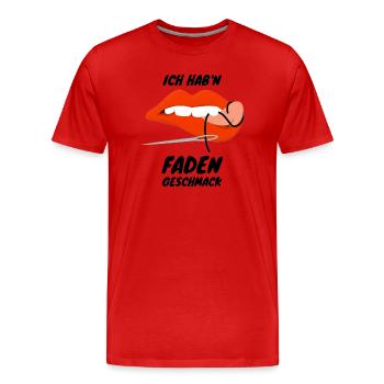 Fader Geschmack vs Fadengeschmack im Mund. - Männer Premium Bio T-Shirt - Rot - Vorne - Damien (186cm)