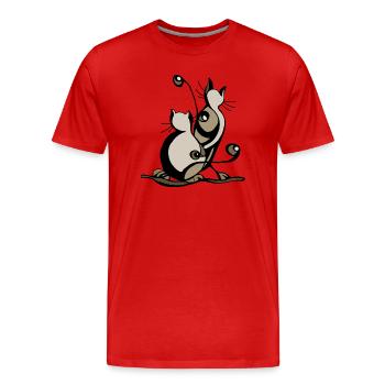 Chats - T-shirt bio Premium Homme - rouge - Devant - Damien (186cm)
