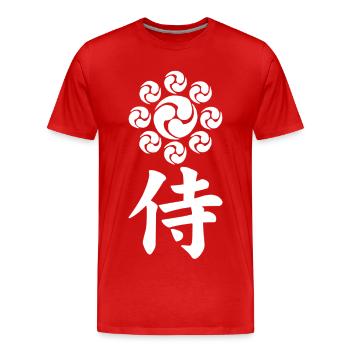 Emblème samouraï du clan Uesugi (blanc) - T-shirt bio Premium Homme - rouge - Devant - Damien (186cm)