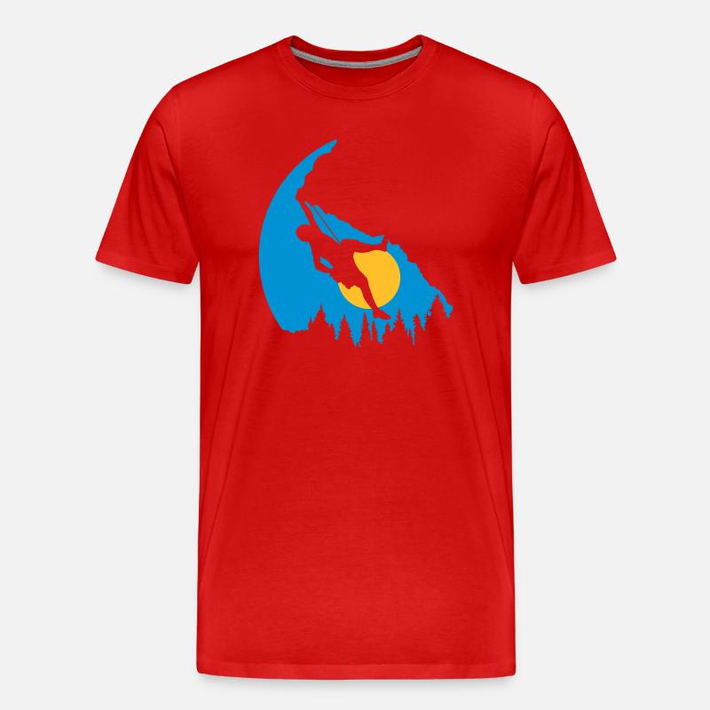 Bäume Sonne Klettern Silhouette - Männer Premium Bio T-Shirt - Rot