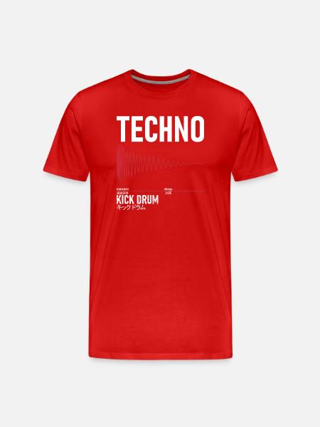 Techno Kick Drum - キックドラム - Männer Premium Bio T-Shirt - Rot