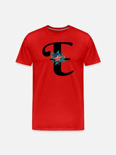 letter E flowered - Men's Premium Organic T-Shirt - red