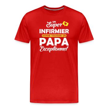 super infirmier - papa exceptionnel - T-shirt bio Premium Homme - rouge - Devant - Damien (186cm)