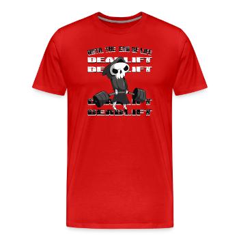 Deadlift PR T-Shirt - Männer Premium Bio T-Shirt - Rot - Vorne - Damien (186cm)