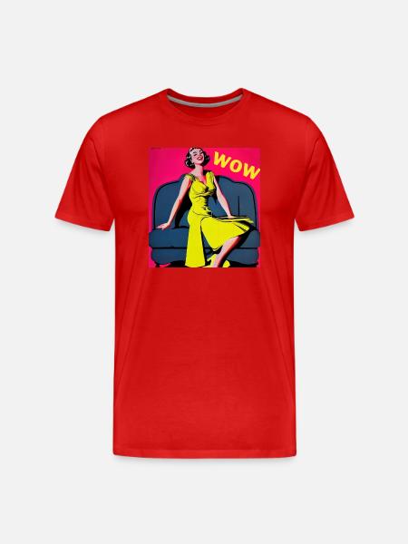 ''WOW'' PIN-UP COMIC - Männer Premium Bio T-Shirt - Rot