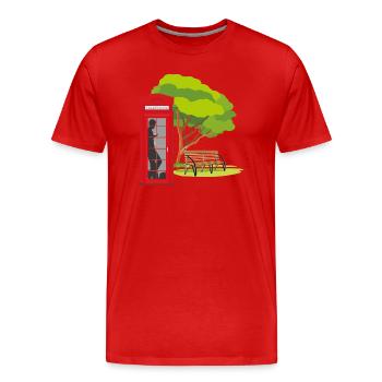 Telefonzelle im Park - Männer Premium Bio T-Shirt - Rot - Vorne - Damien (186cm)