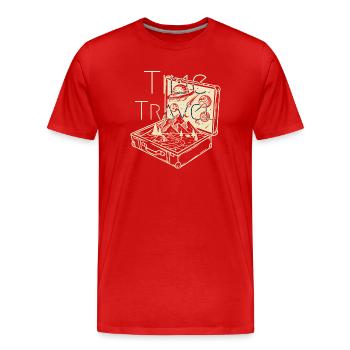 Time (to) Travel - Œuvre d’art de voyageur surréaliste - T-shirt bio Premium Homme - rouge - Devant - Damien (186cm)