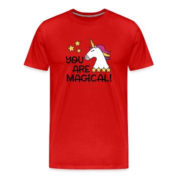 UniCorn Du bist magisch - Männer Premium Bio T-Shirt - Rot - Vorne - Damien (186cm)