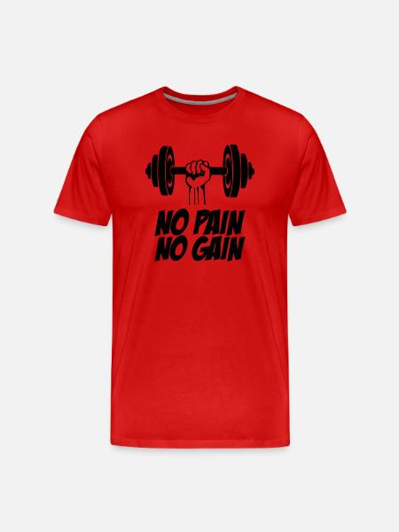 Hand Dumbbell Pain Gain - Men's Premium Organic T-Shirt - red