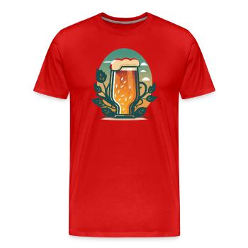 Bierglas mit Hopfen - Männer Premium Bio T-Shirt - Rot - Vorne - Damien (186cm)