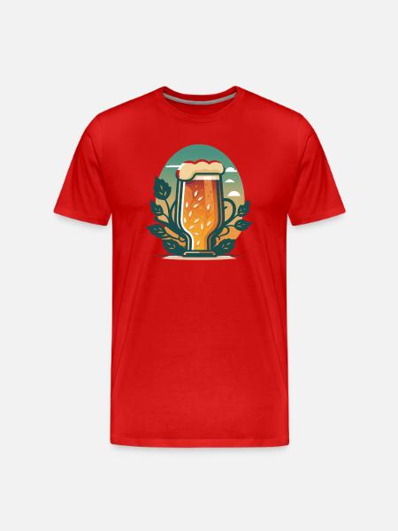 Beer glass with hops - Men's Premium Organic T-Shirt - red