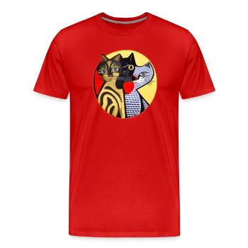 katzen 240red - Männer Premium Bio T-Shirt - Rot - Vorne - Damien (186cm)
