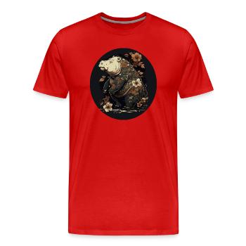 Hippo 9 - Men's Premium Organic T-Shirt - red - Front - Damien (186cm)