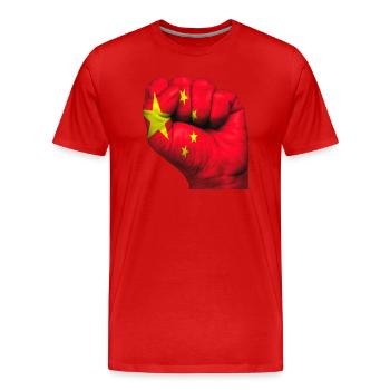 Fist China - Men's Premium Organic T-Shirt - red - Front - Damien (186cm)