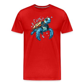Turtle dans les graphismes de jeu rétro 8 bits - T-shirt bio Premium Homme - rouge - Devant - Damien (186cm)