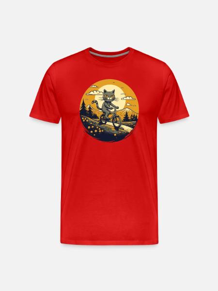 Meowtain Biker - Men's Premium Organic T-Shirt - red