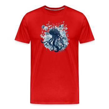 Der Oktopus - Männer Premium Bio T-Shirt - Rot - Vorne - Damien (186cm)