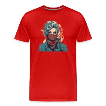 Femme cool avec bandana écran facial gangster - T-shirt bio Premium Homme - rouge - Devant - Damien (186cm)