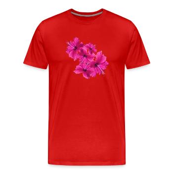 Hibiscus,Flower,Lotus,Blossom,Floral - Men's Premium Organic T-Shirt - red - Front - Damien (186cm)