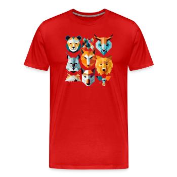Geometric animals - Men's Premium Organic T-Shirt - red - Front - Damien (186cm)