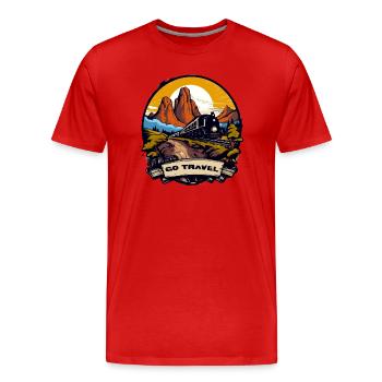 Go travel n°2 - T-shirt bio Premium Homme - rouge - Devant - Damien (186cm)