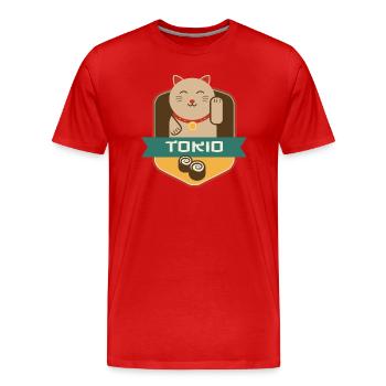 Katze in Tokio - Männer Premium Bio T-Shirt - Rot - Vorne - Damien (186cm)