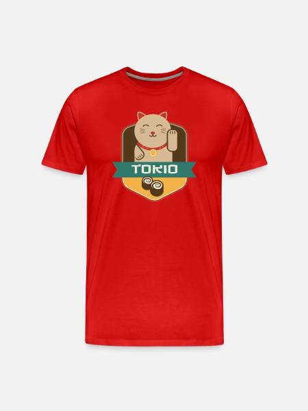 Katze in Tokio - Männer Premium Bio T-Shirt - Rot