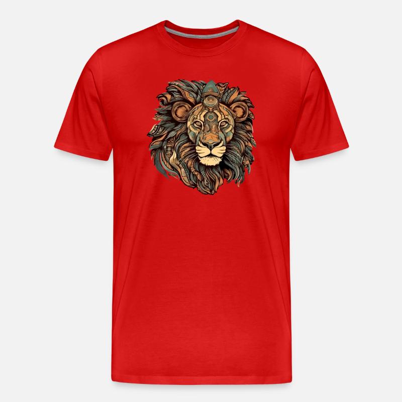 Makou der Löwe - Männer Premium Bio T-Shirt - Rot