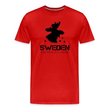 Suède - T-shirt bio Premium Homme - rouge - Devant - Damien (186cm)