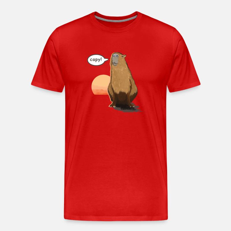 Capybara - Männer Premium Bio T-Shirt - Rot