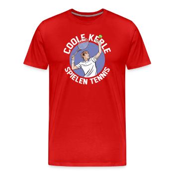 Coole Kerle spielen Tennis Spieler Tennisschläger - Männer Premium Bio T-Shirt - Rot - Vorne - Damien (186cm)