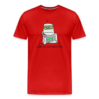 Interessierter Roboter lustig launisch gelangweilt Cartoon Witz - Männer Premium Bio T-Shirt - Rot - Vorne - Damien (186cm)