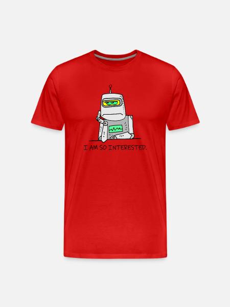 Interested Robot Funny Moody Bored Cartoon Joke - Men's Premium Organic T-Shirt - red