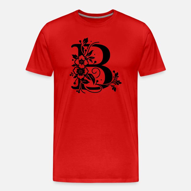 Buchstabe B Floral - Männer Premium Bio T-Shirt - Rot