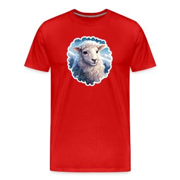 Christmas Lamb - Men's Premium Organic T-Shirt - red - Front - Damien (186cm)